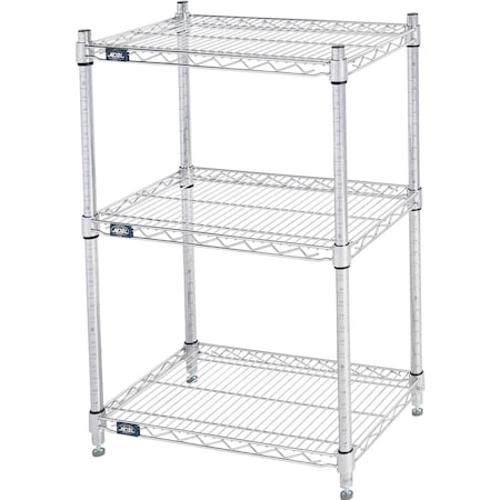 Nexel 3 Shelf, Chrome Wire Shelving Unit, Starter, 24inW x 14inD x 34inH 798795